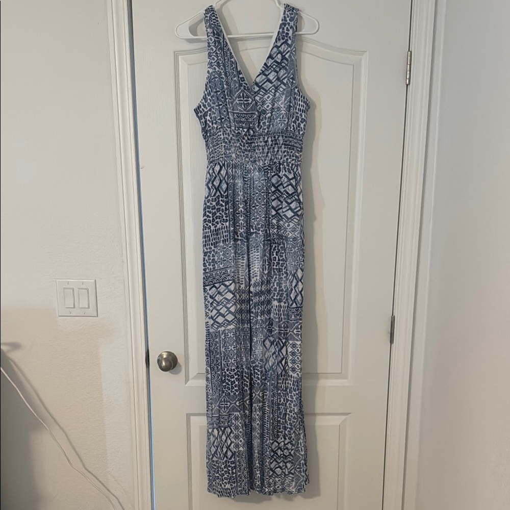 Blue Patterned Jumpsuit